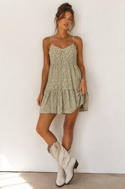 Urban Outfitters Sage Daisy Floral Lace Back Mini Dress XS Spring Cottagecore